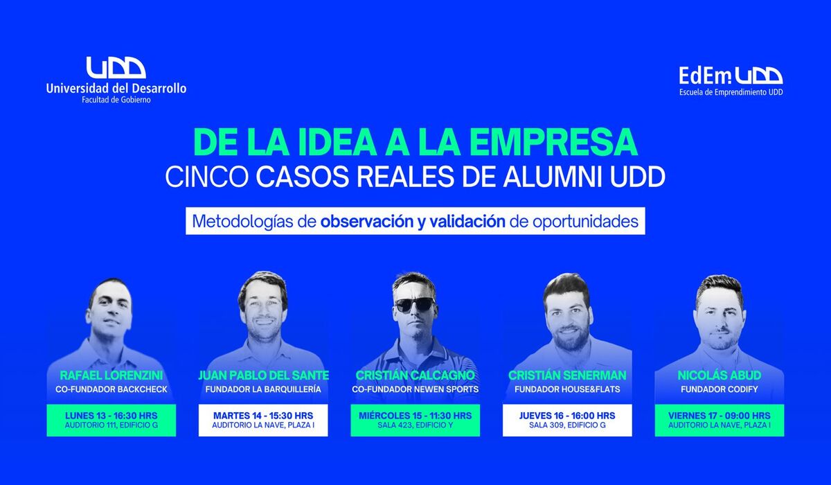 Cinco UDD Founders comparten experiencias reales en ciclo de charlas abierto a público